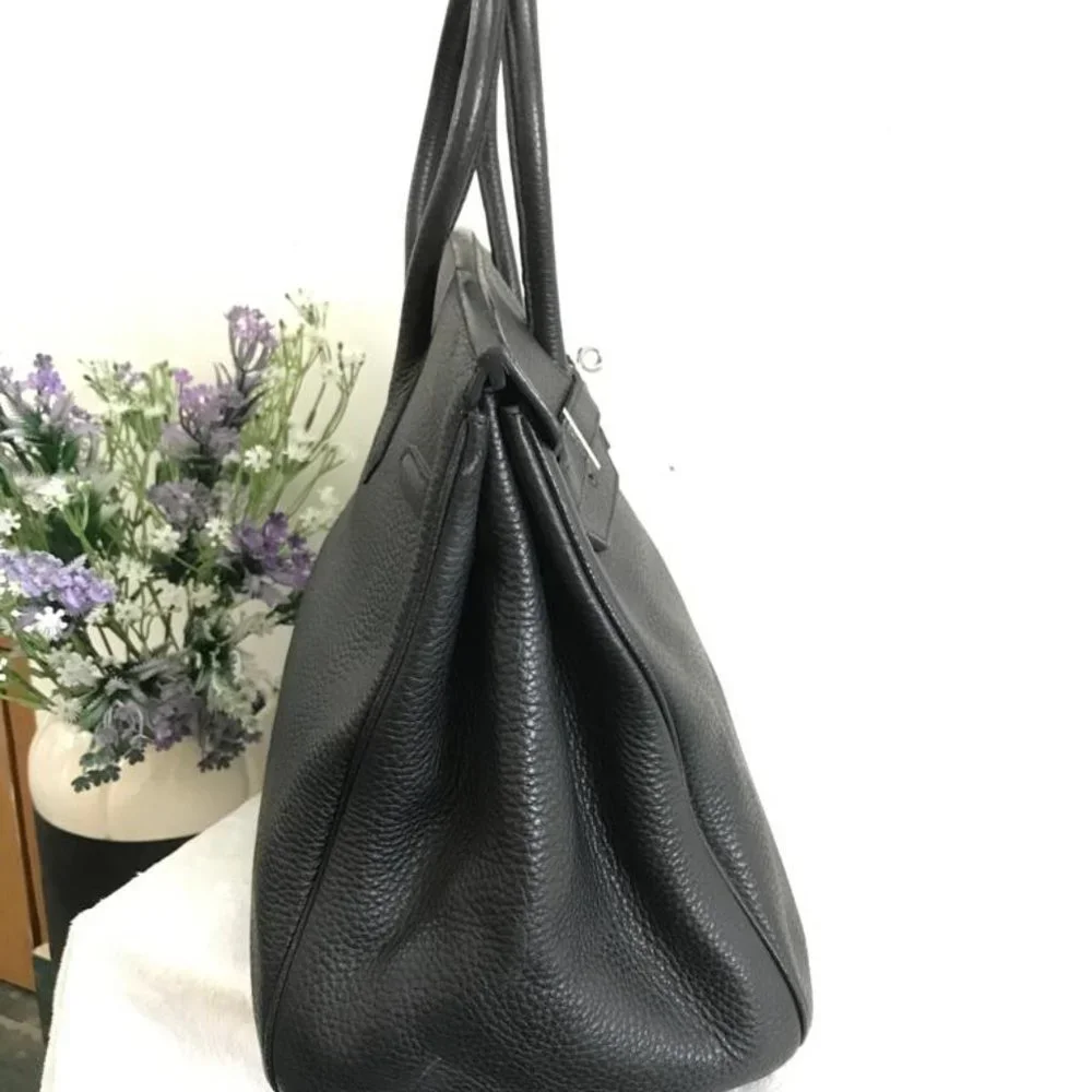 Hermes Birkin Handbag Noir Clemence with Palladium Hardware 35 Black - Picture 8 of 11